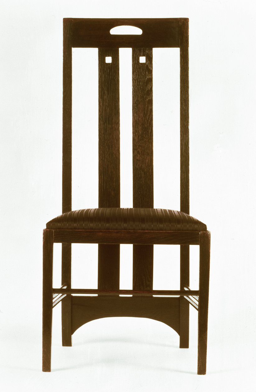Beyaz Yemek Odası Sandalyesi, Ingram Street Tearooms (meşe ağacı) by Charles Rennie Mackintosh