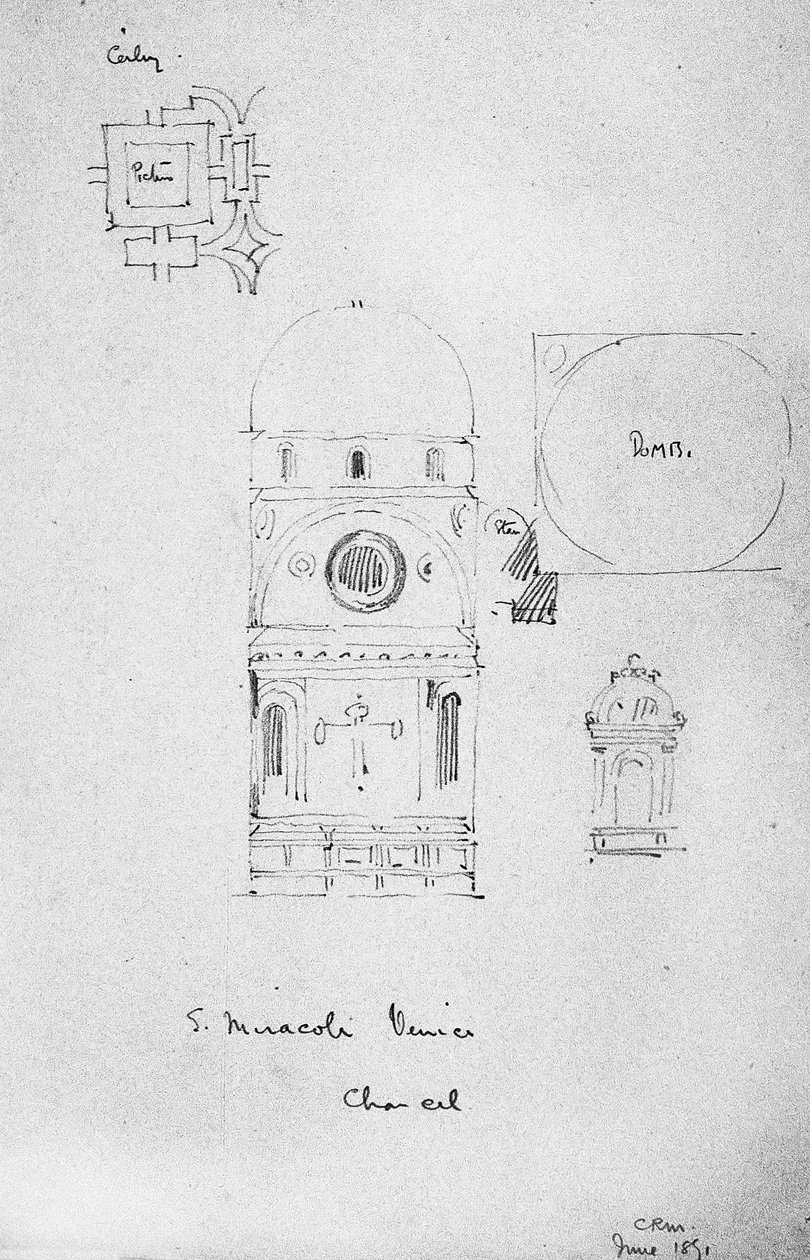 Chancel of S. Miracoli, Venedik, 1891 by Charles Rennie Mackintosh