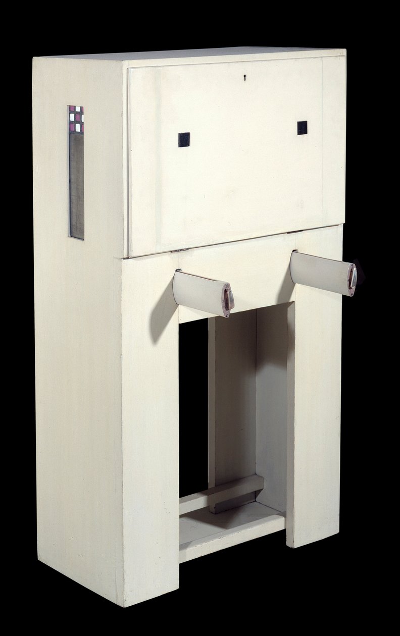 Charles Rennie Mackintosh (1868 - 1928); sekreter koltuk (1904) beyaz lake ahşap. yükseklik: 1.21; Paris, Musee d'Orsay. by Charles Rennie Mackintosh