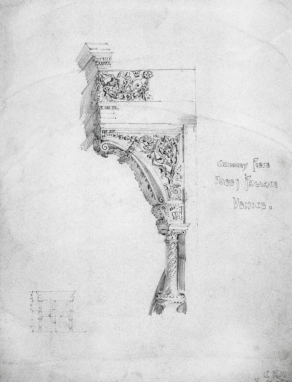 Baca Parçası, Doges Sarayı, Venedik, 1891 by Charles Rennie Mackintosh