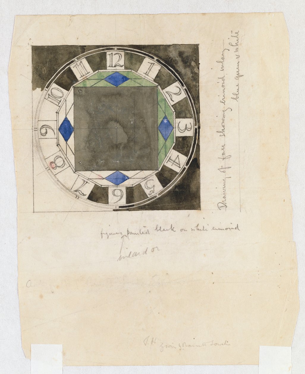 W.J. Bassett-Lowke için saat yüzü tasarımı, 1917 by Charles Rennie Mackintosh