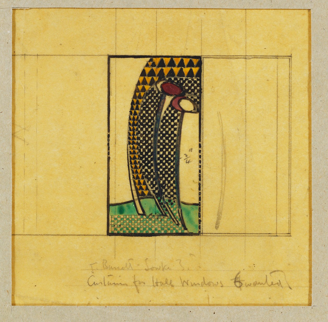 Salon pencereleri için perde tasarımı, W.J. Bassett-Lowke, 1916-17 by Charles Rennie Mackintosh