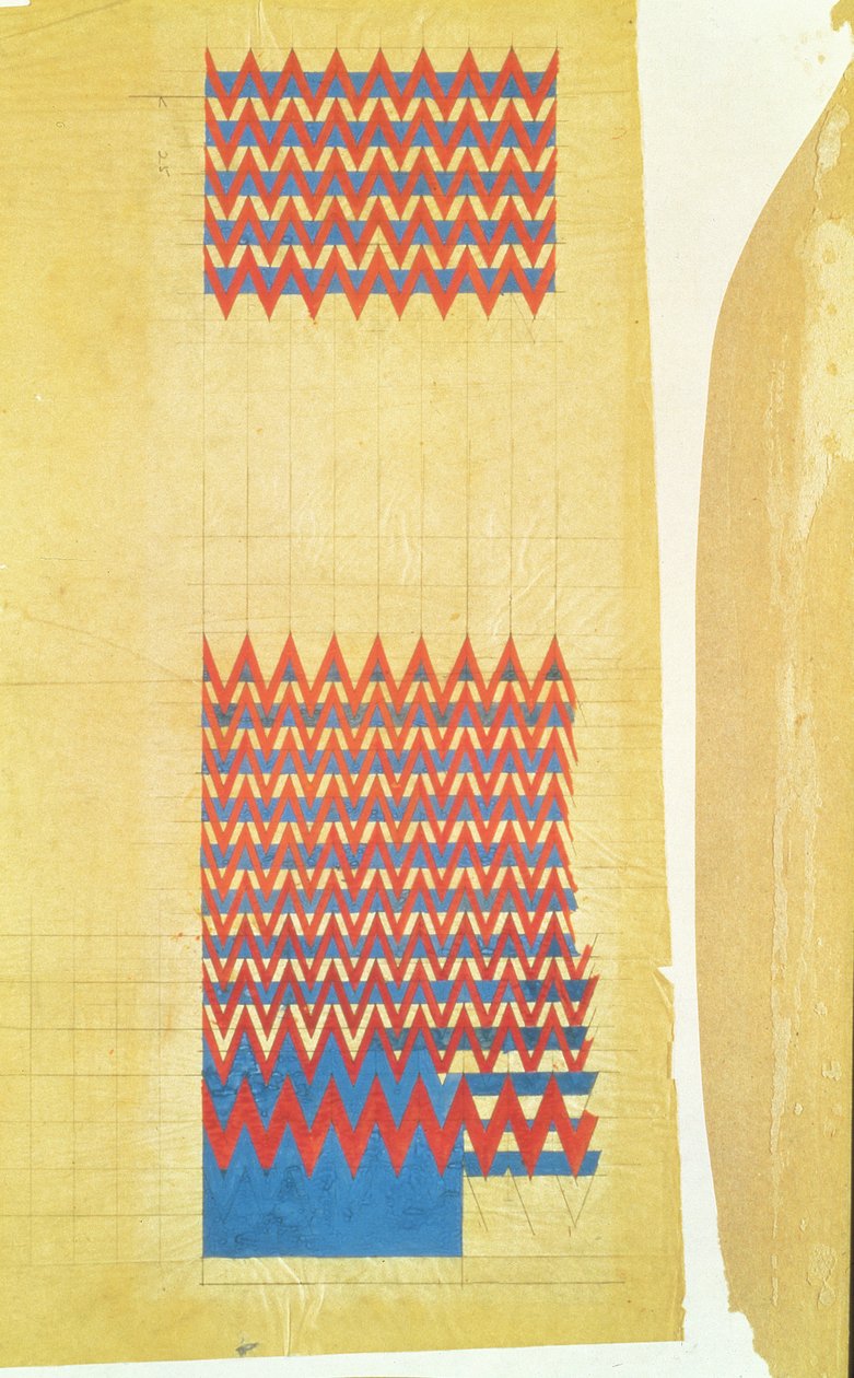 Kumaş tasarımı, 1916 (yağlı aydınger kağıdı üzerine kurşun kalem ve gövde rengi) by Charles Rennie Mackintosh