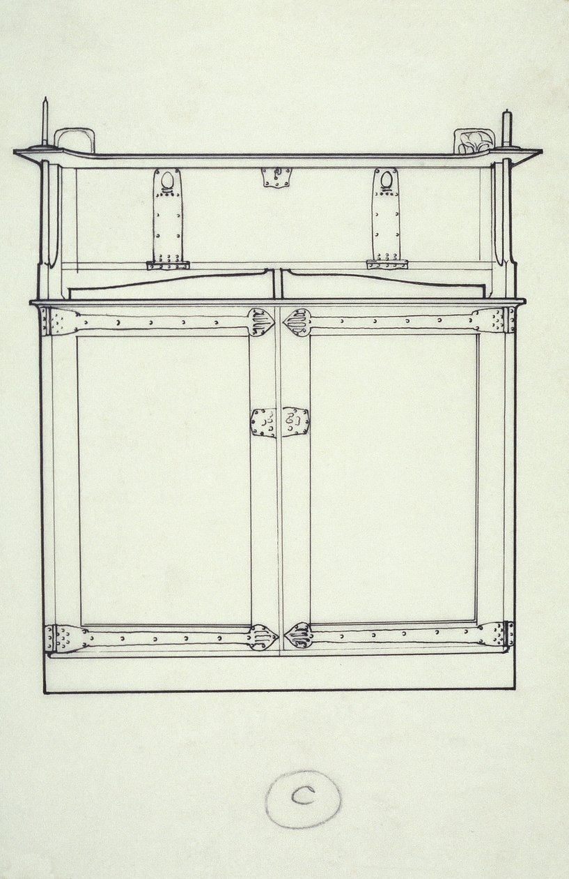 Mobilya çizimi (bir dolap), c.1910 (kağıt üzerine mürekkep) by Charles Rennie Mackintosh