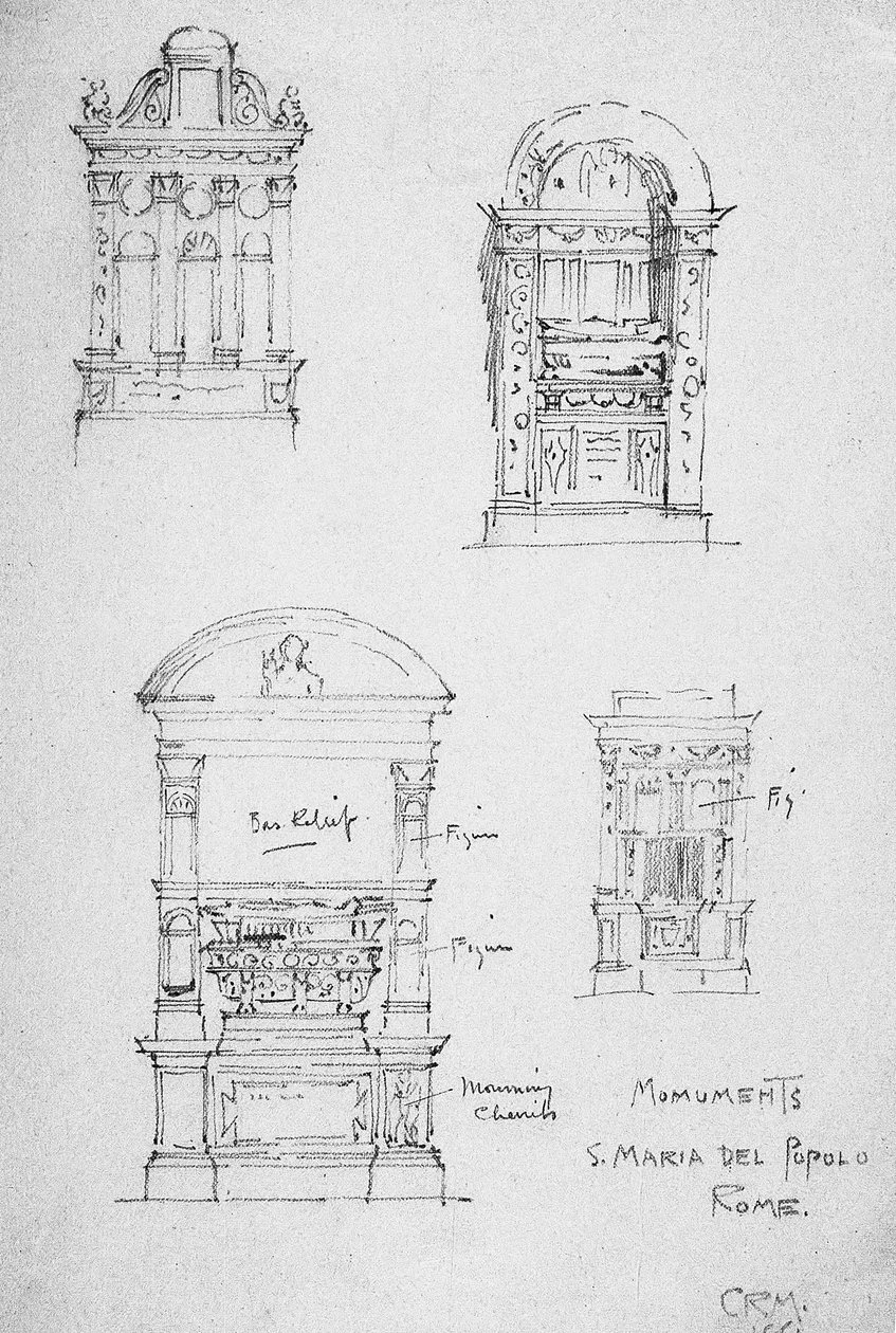 Anıtlar, S. Maria del Popolo, Roma, 1891 by Charles Rennie Mackintosh