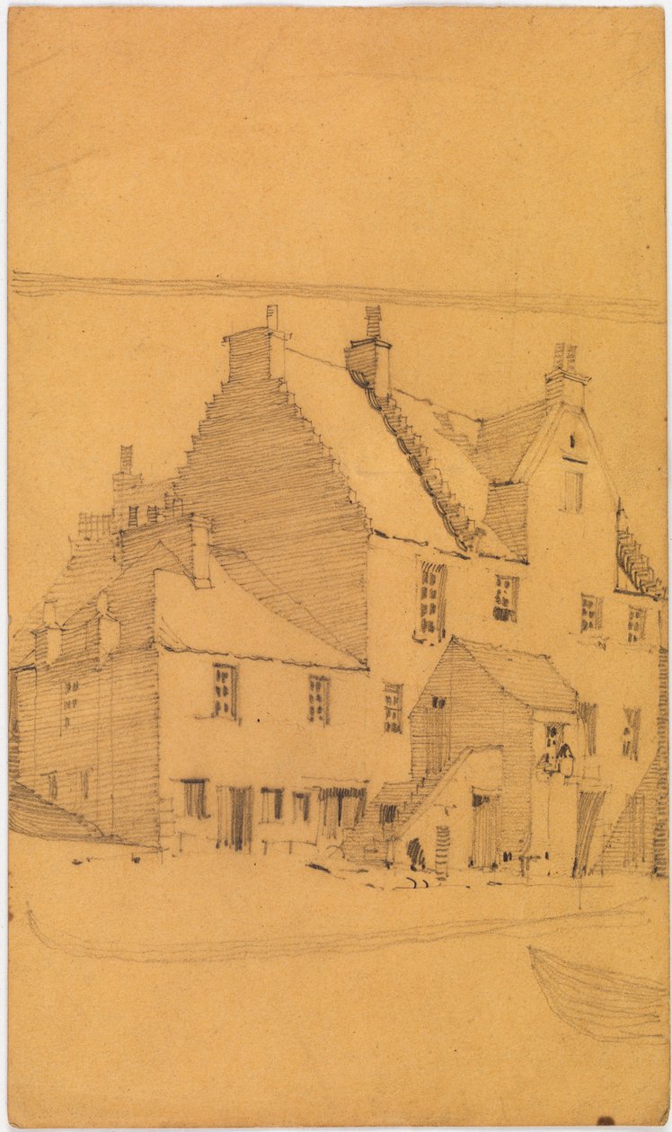 Muhtemelen Glasgow#39;daki eski binaların kalem taslağı (kalem, kağıt) by Charles Rennie Mackintosh