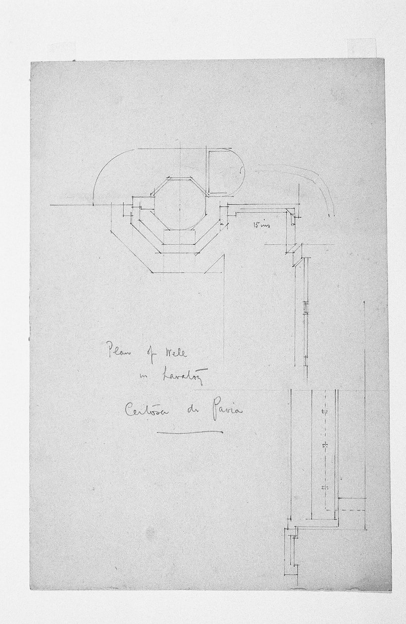 Lavabodaki Kuyu Planı, Certosa di Pavia, 1891 by Charles Rennie Mackintosh