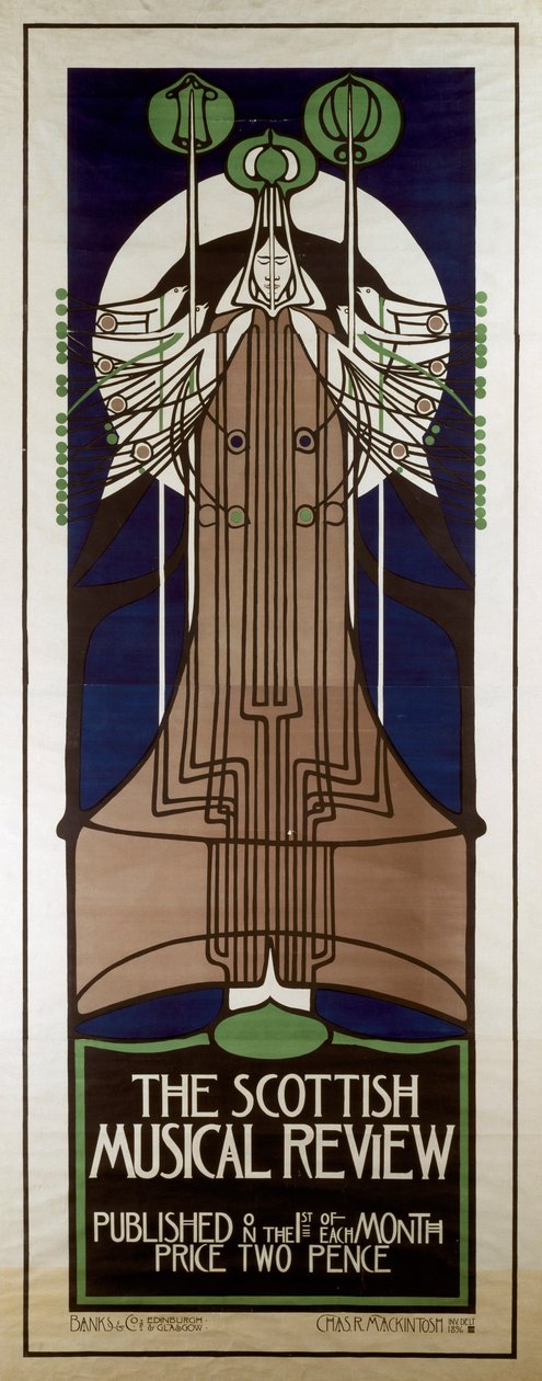 Scottish Musical Review'in reklamını yapan afiş by Charles Rennie Mackintosh