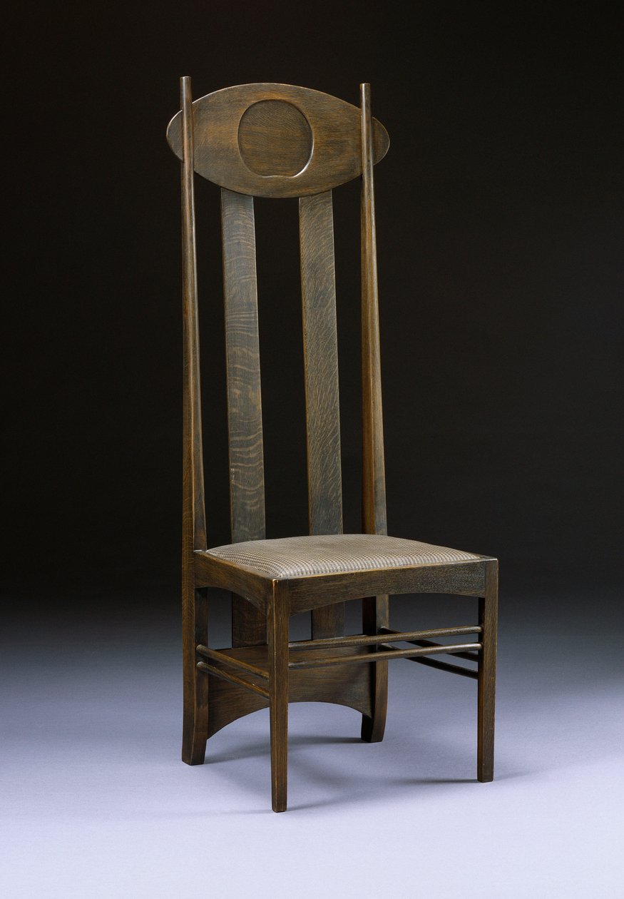 Nadir ve önemli yüksek sırtlı sandalye, c.1898-99 (meşe) by Charles Rennie Mackintosh
