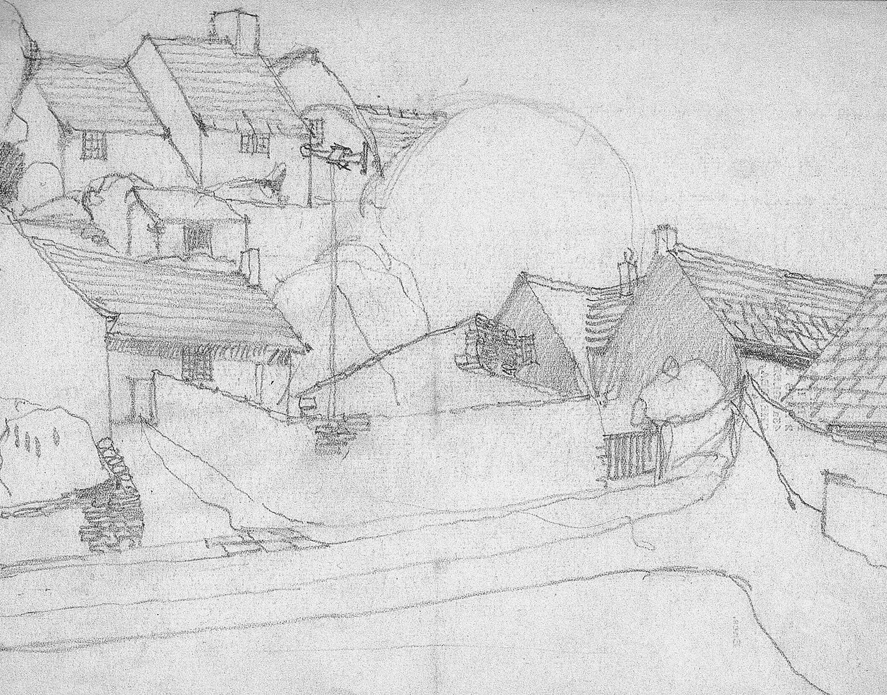 İngiliz Köyü taslağı, c.1920 by Charles Rennie Mackintosh