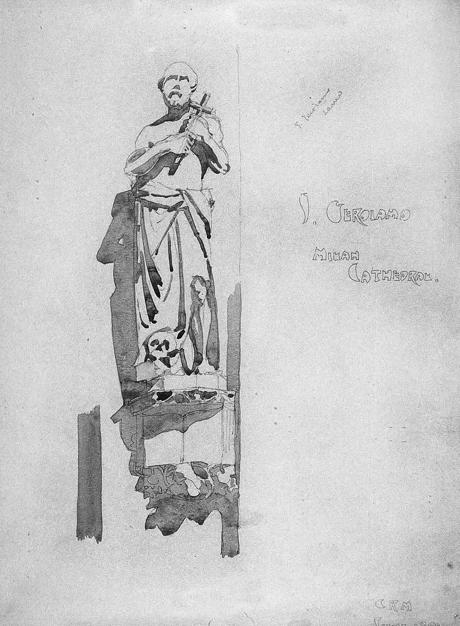 Aziz Jerome, 1891 (kağıt üzerine kurşun kalem ve sulu boya) by Charles Rennie Mackintosh