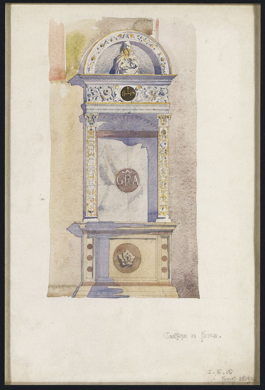 Bir Cizvit sunağının incelenmesi, Certosa di Pavia, 1891 by Charles Rennie Mackintosh