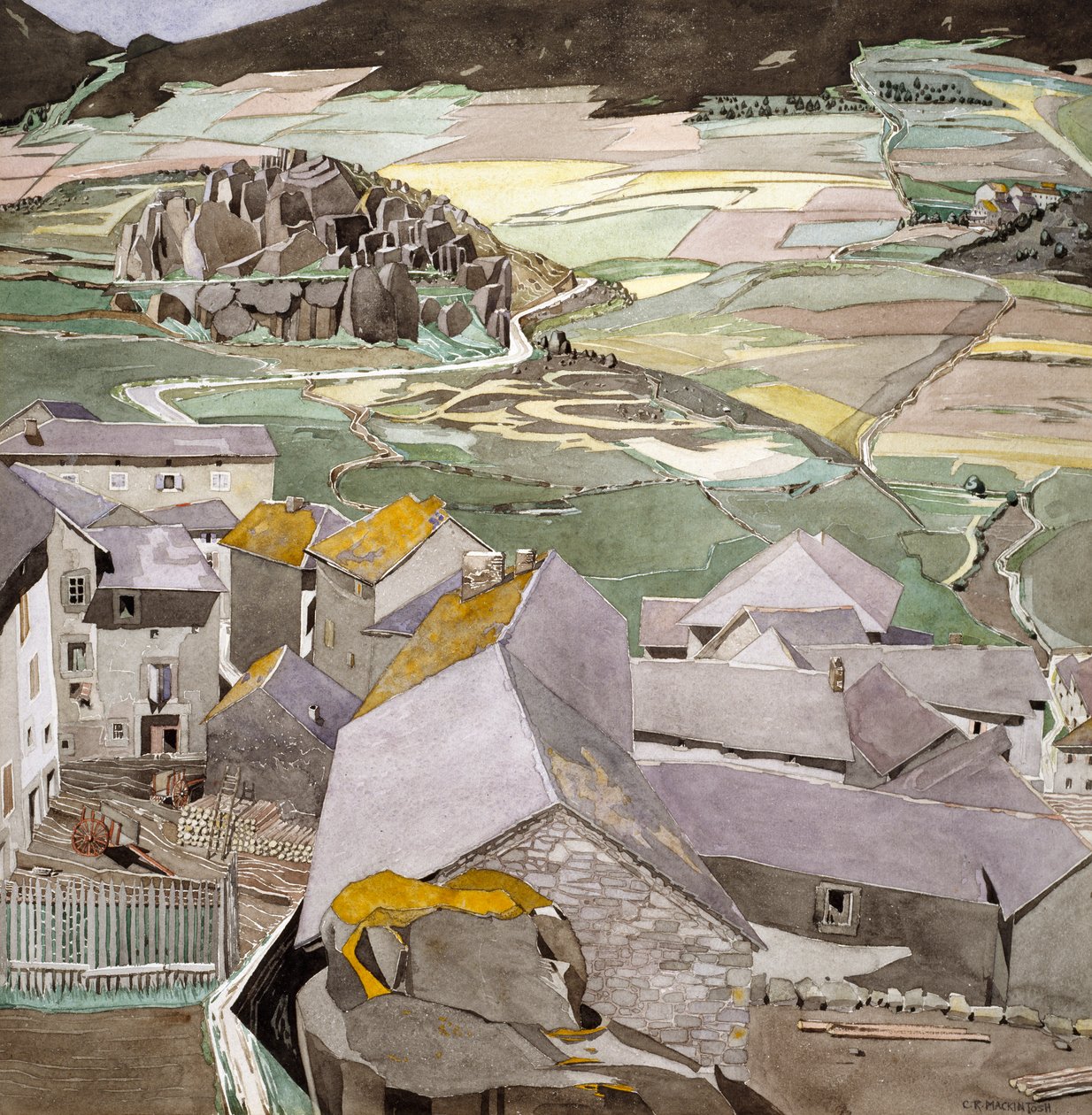 La Lagonne Köyü (kağıt üzerine suluboya) by Charles Rennie Mackintosh