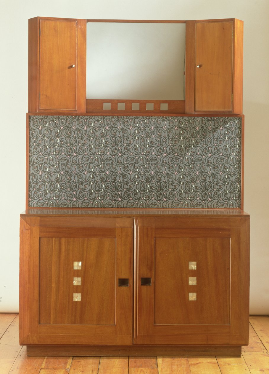 Lavabo, c.1917 (sedef kakma maun ve cam arka plakalı yeşil erinoid) by Charles Rennie Mackintosh