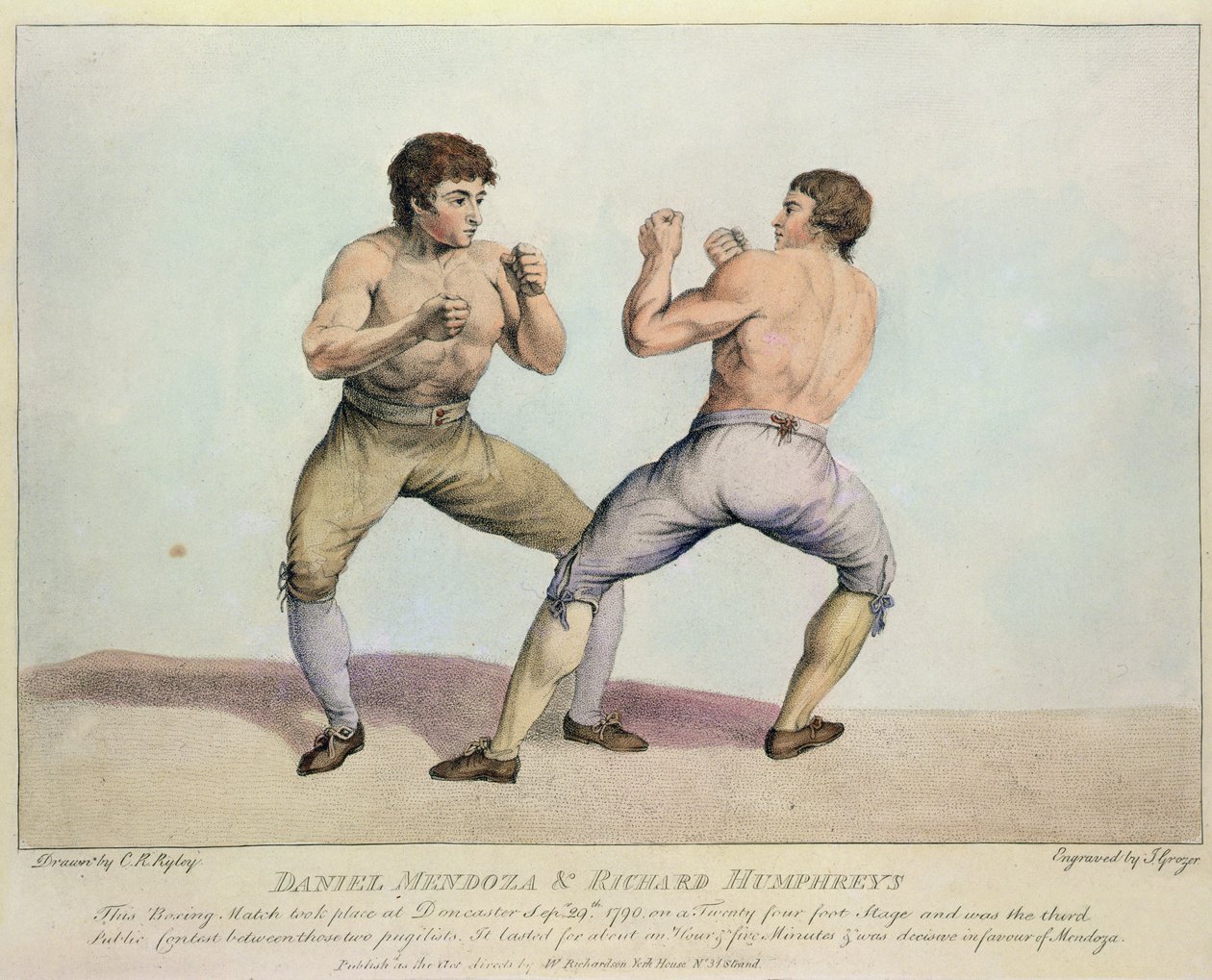 Daniel Mendoza ve Richard Humphreys Arasındaki Boks Maçı, 29 Eylül 1790 (el renkli gravür) by Charles Reuben Ryley