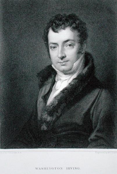 Washington Irving (1783-1859), Moseley Isaac Danforth (d.1862) tarafından oyulmuş (gravür) by Charles Robert (after) Leslie