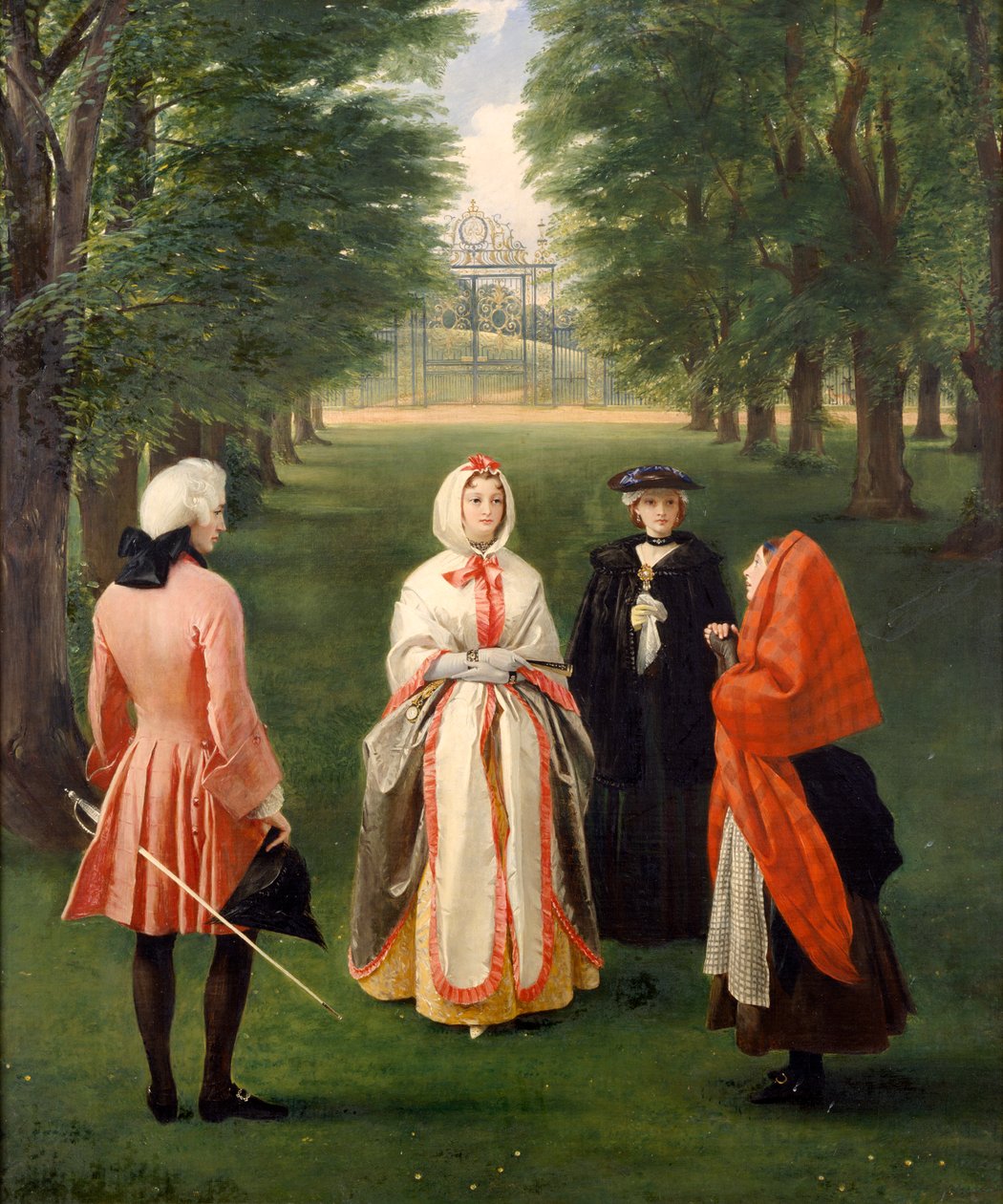 Jeanie Deans, Argyll Dükü ve Leydi Suffolk'un huzurunda Kraliçe Caroline'a yalvarıyor (tuval üzerine yağlı boya) by Charles Robert Leslie