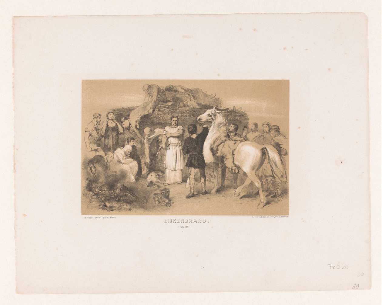 Öldürülen savaşçıların yakılması Corpse Burn (nesne üzerindeki başlık) by Charles Rochussen