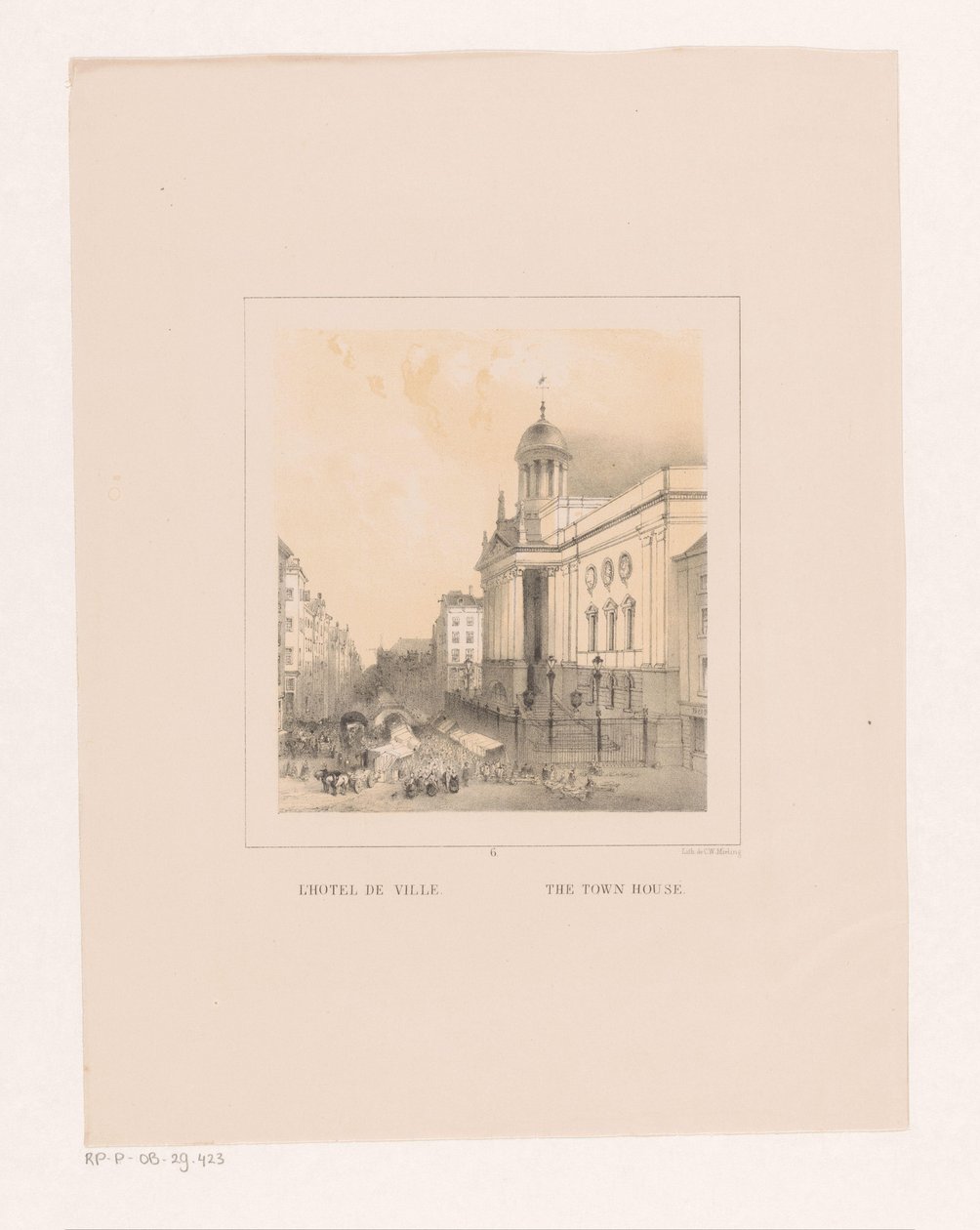 Rotterdam'daki belediye binasının görünümü L'Hotel de Ville / Şehir evi (nesne üzerindeki başlık) Vues et anıtlar de la ville de Rotterdam / Rotterdam şehrinin manzaraları ve anıtları (dizi başlığı) by Charles Rochussen