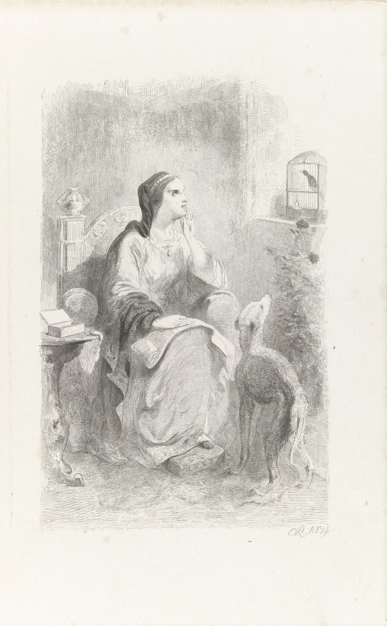 Helene bir pencereden bakar by Charles Rochussen