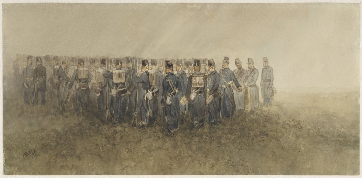 Bozkırda bir piyade taburunun kırılması by Charles Rochussen