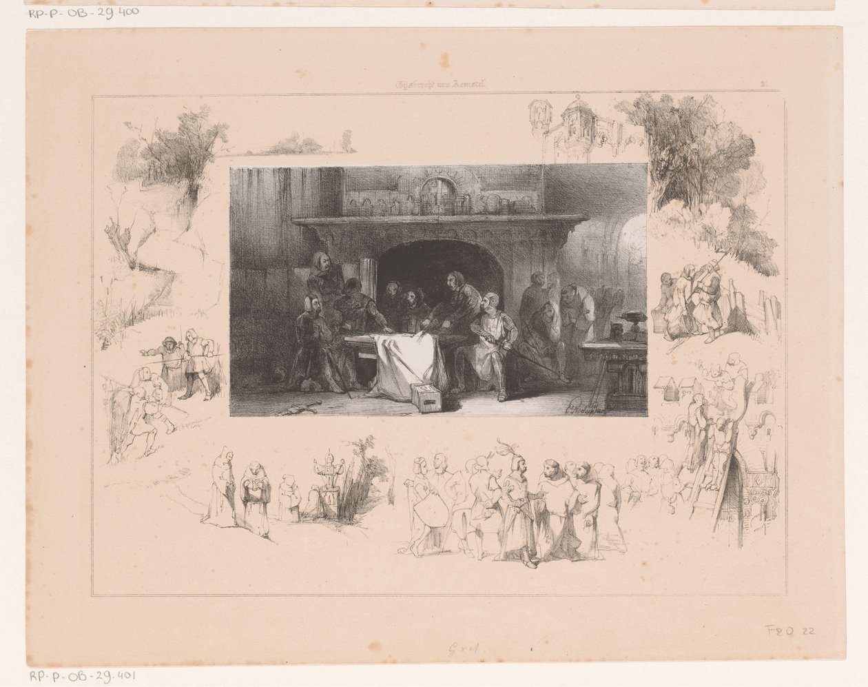 Bir masanın etrafında şövalyeler by Charles Rochussen