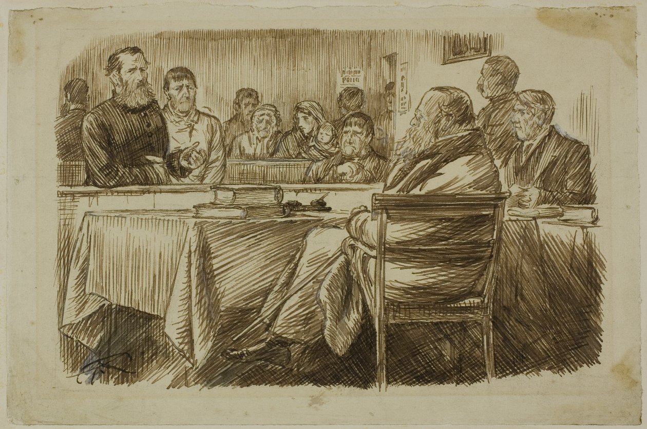 mahkeme sahnesi by Charles Samuel Keene