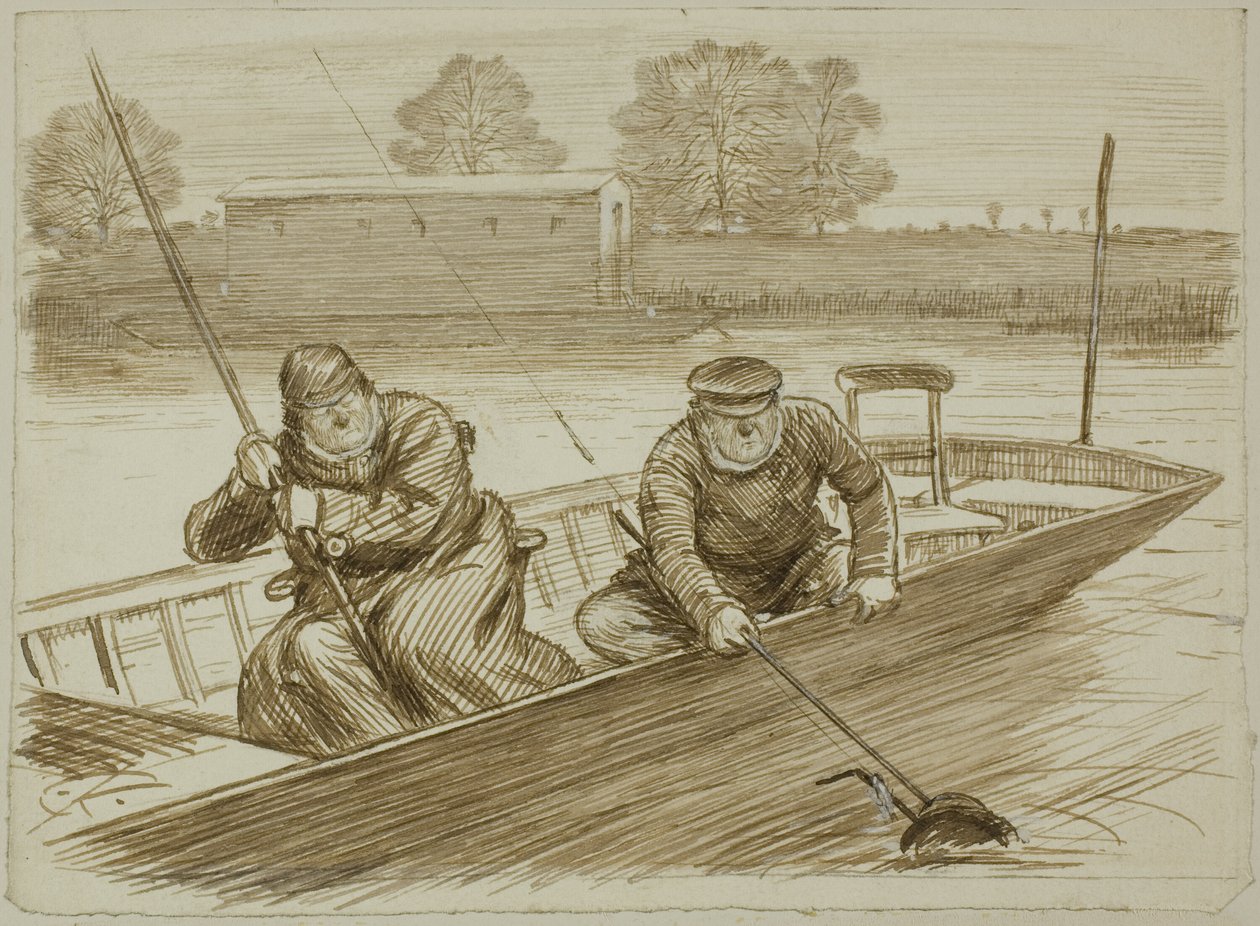 Balık tutma sahnesi by Charles Samuel Keene