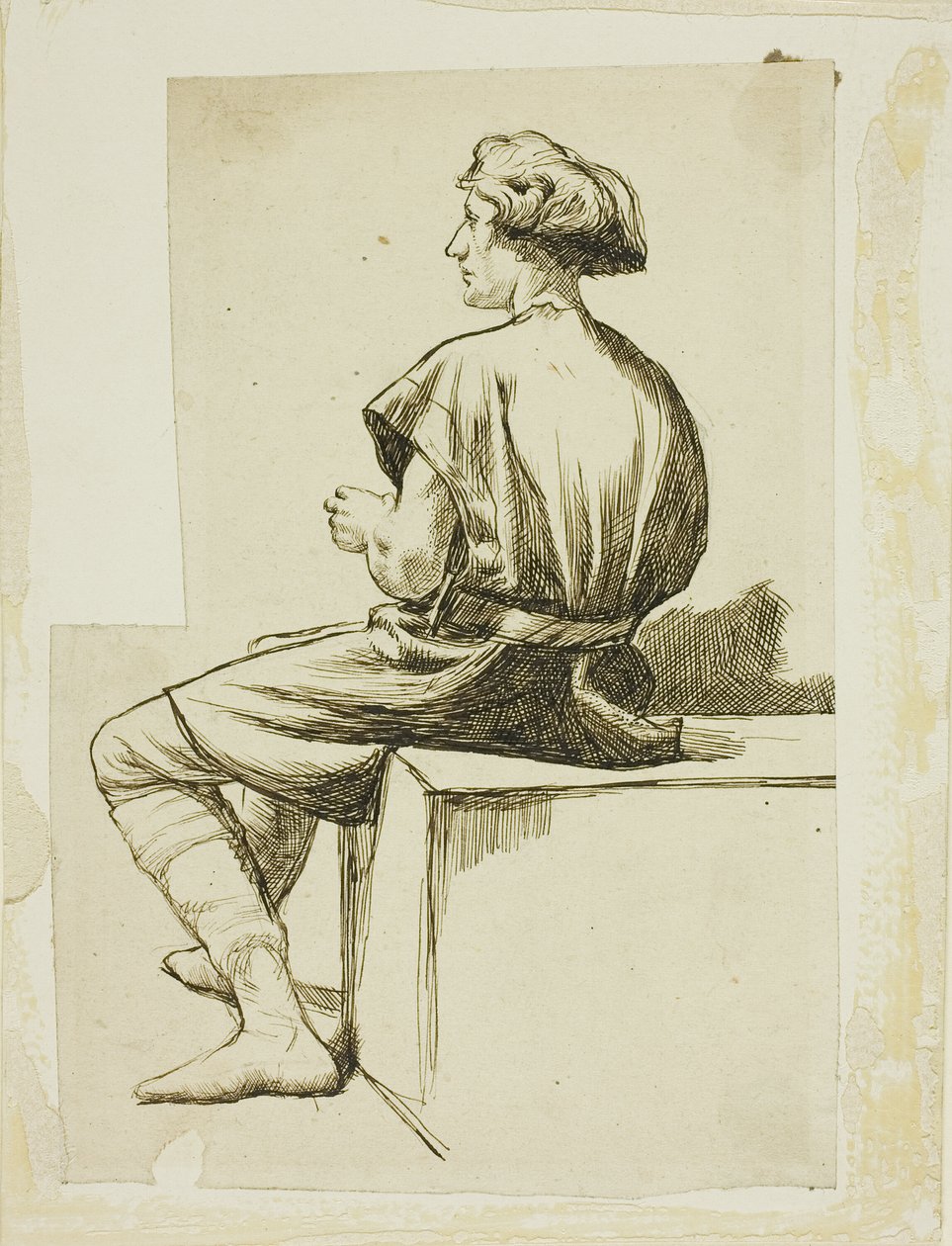 Tunikli Oturan Adam by Charles Samuel Keene