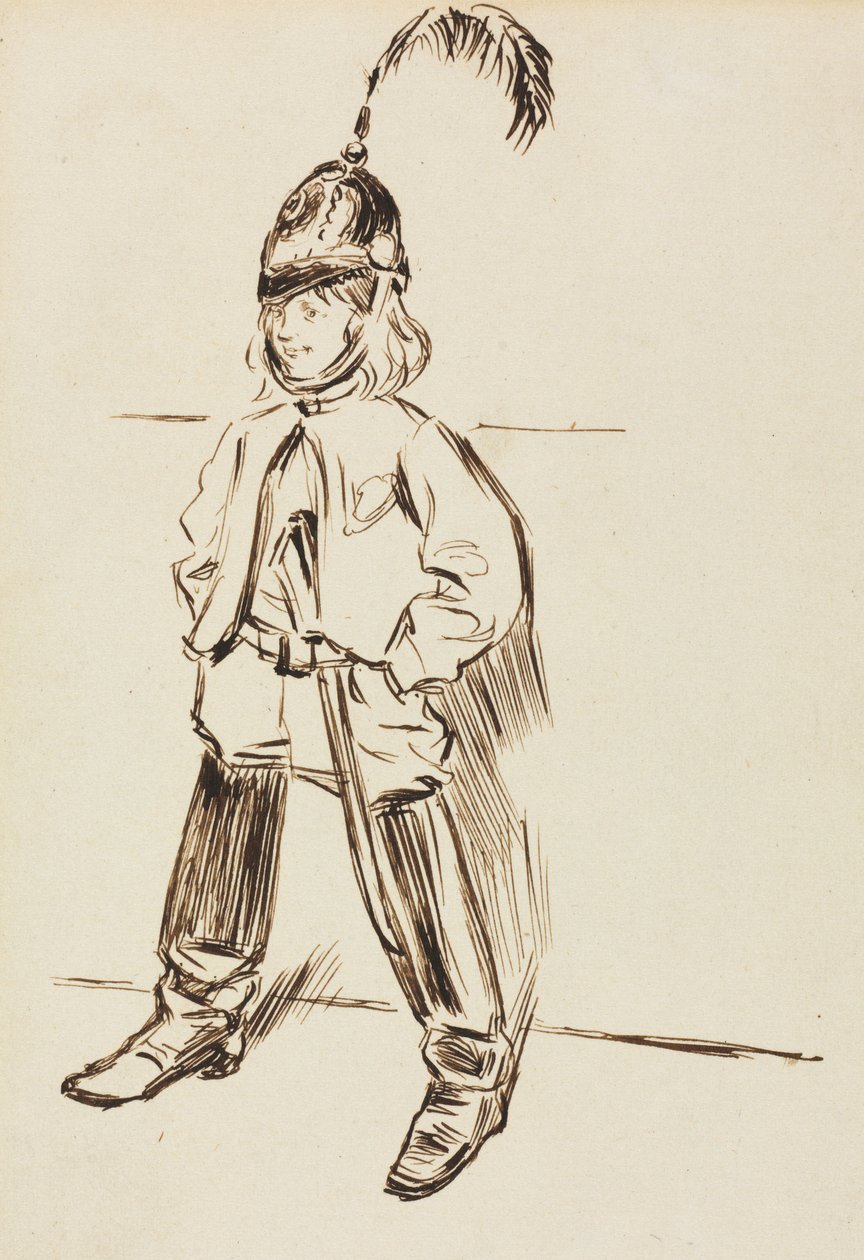 Kasklı ve Çizmeli Bir Çocuğun İncelenmesi. by Charles Samuel Keene