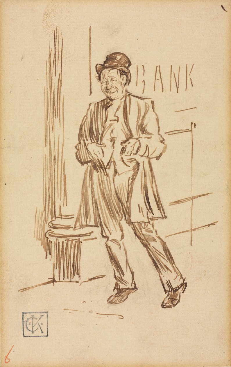 Bankadan Geçen Sarhoş Bir Adamın İncelenmesi by Charles Samuel Keene