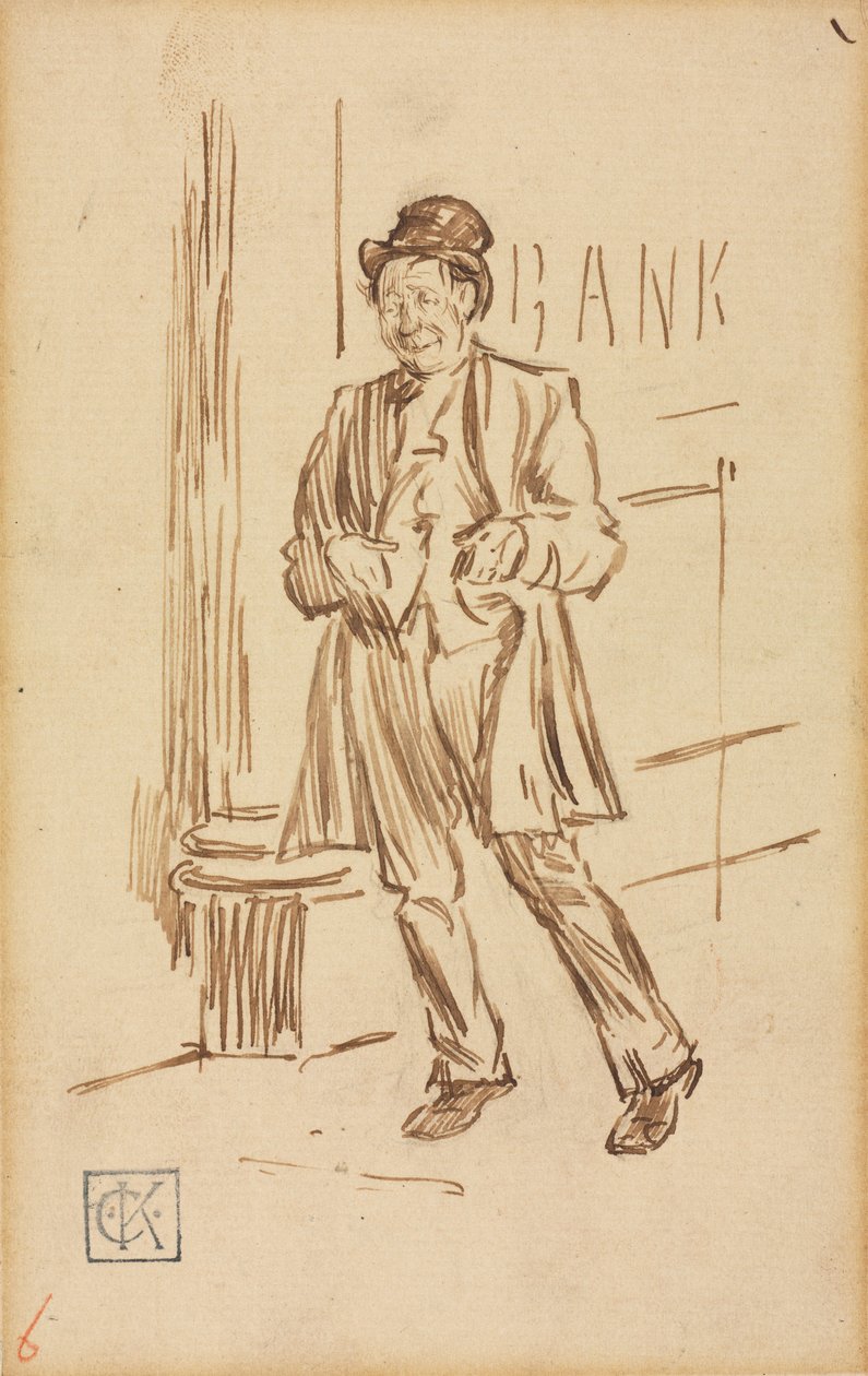 Bankadan Geçen Sarhoş Bir Adamın İncelenmesi. by Charles Samuel Keene