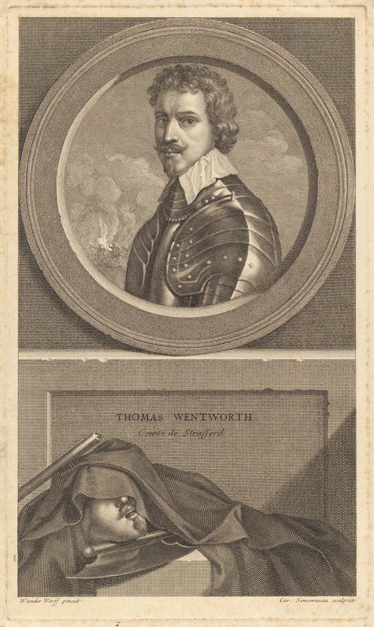 Thomas Wentworth, Kont de Strafford by Charles Simonneau after Adriaen van der Werff after Sir Anthony van Dyck
