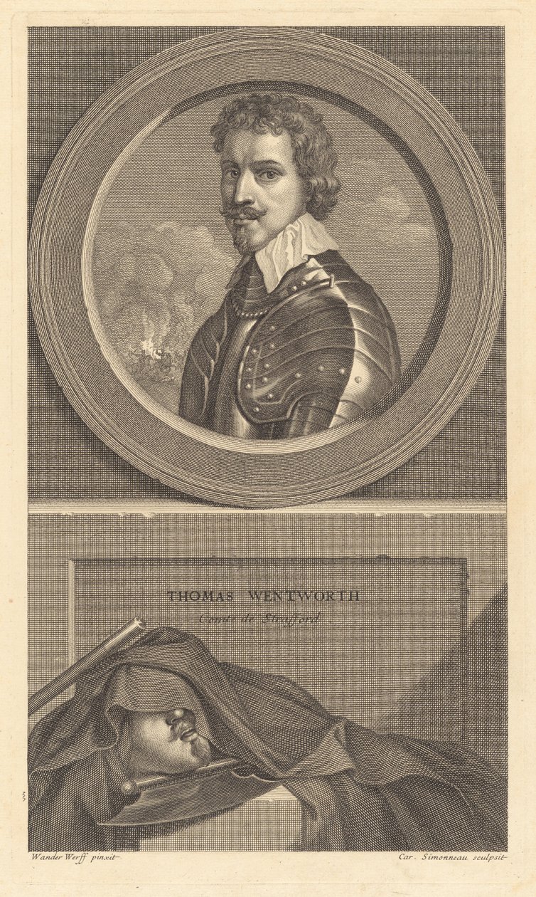Thomas Wentworth, Strafford Kontu by Charles Simonneau after Adriaen van der Werff after Sir Anthony van Dyck