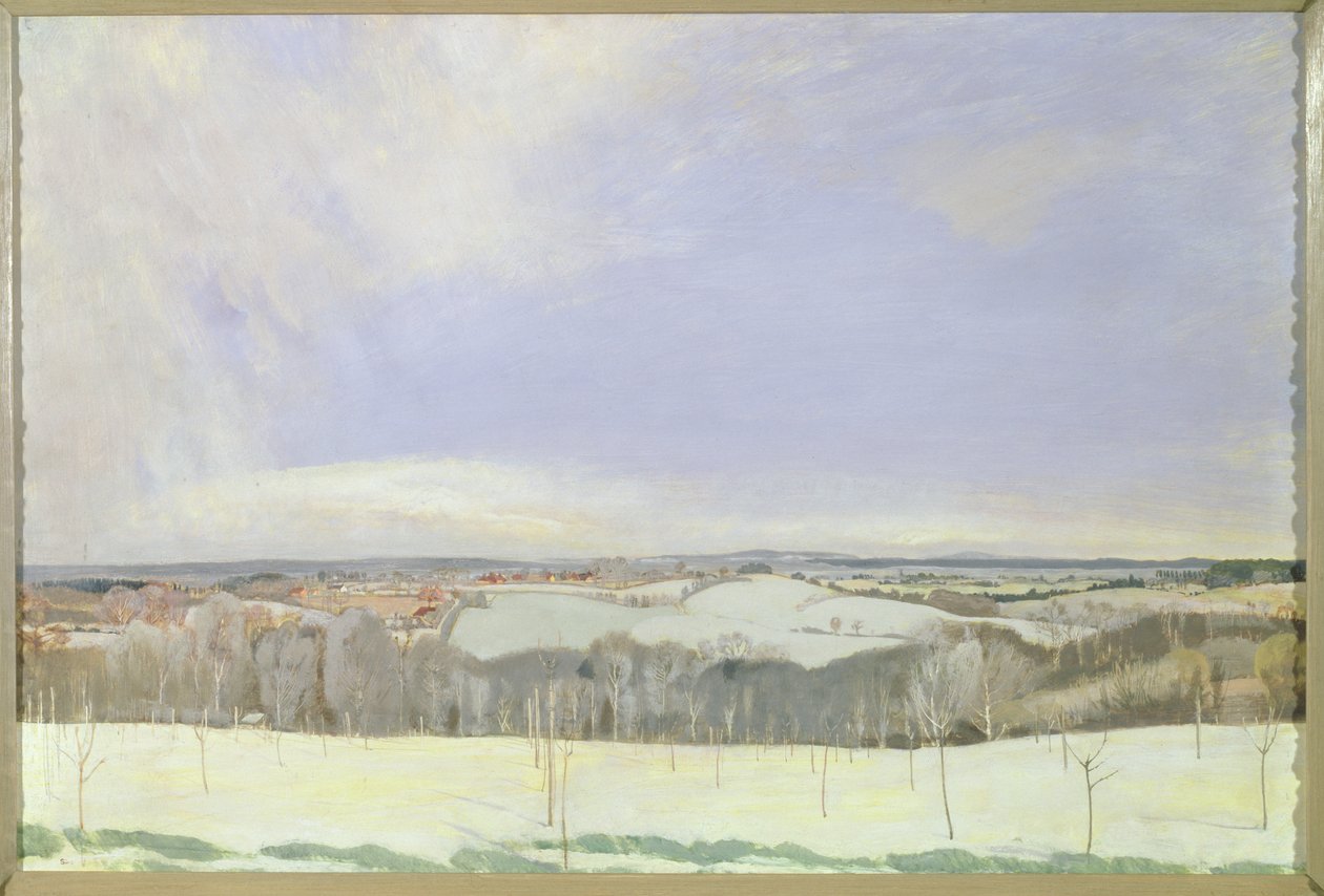 The Weald Winter, (panelde tempera) by Charles Sims