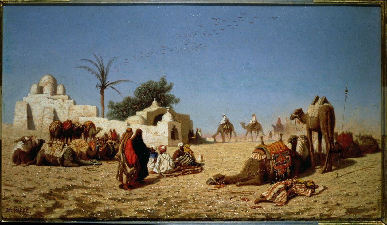 Çölde Durmuş Bir Kervan by Charles Theodore Frere