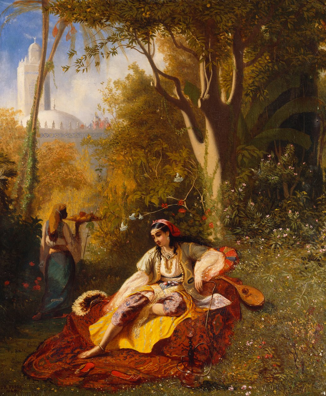 Bahçede Cezayirli Bir Kadın ve Hizmetçisi, 1844 by Charles Theodore Frere