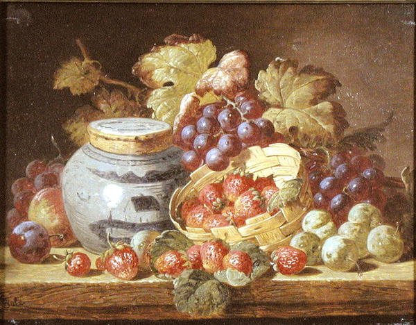 Meyve ve Zencefil Kavanozu ile Natürmort (tuval üzerine yağlı boya) by Charles Thomas Bale