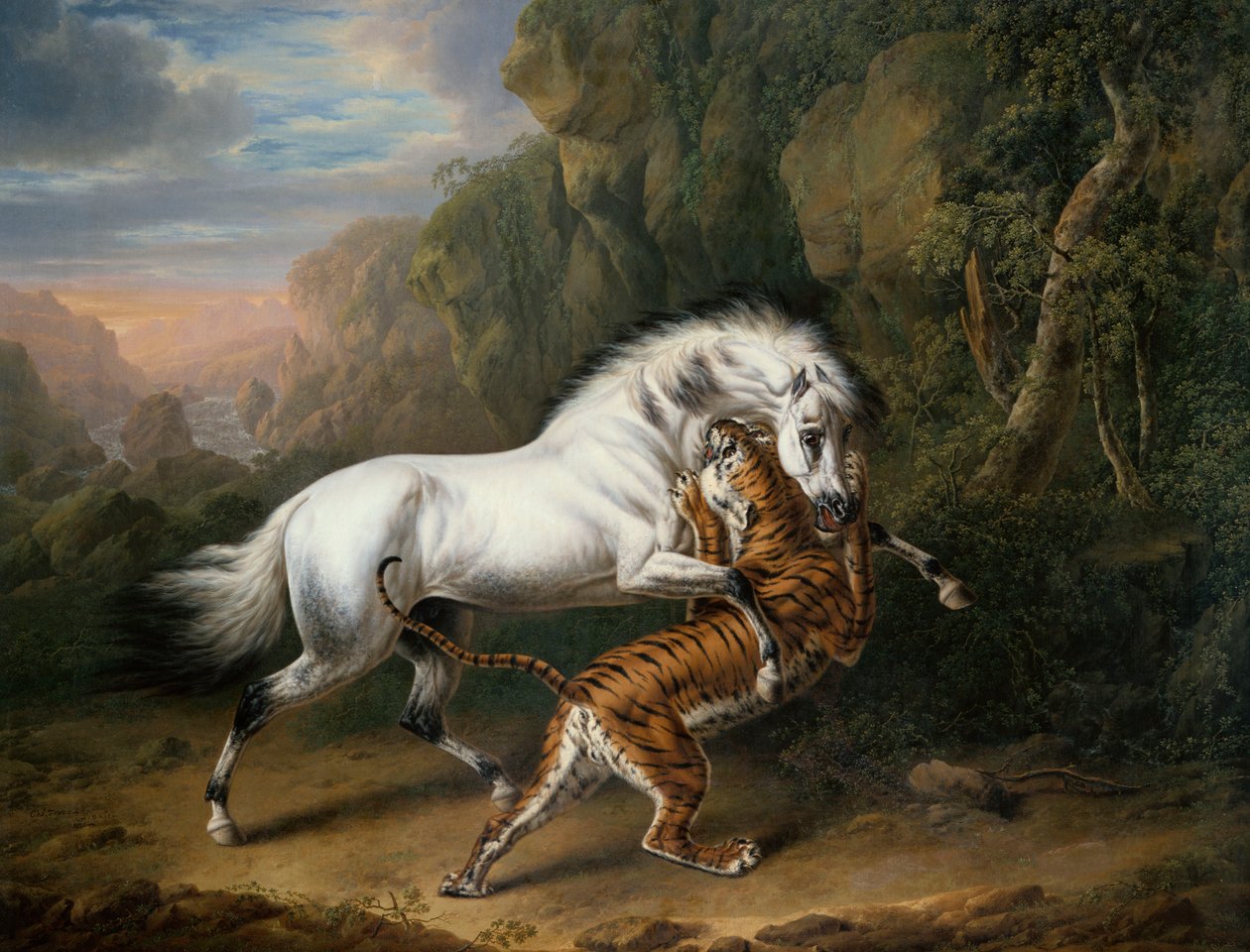 Arap Aygırına Saldıran Kaplan, 1824 by Charles Towne