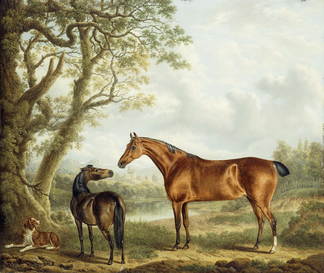 Geniş Bir Manzarada Avcılar ve Bir Spaniel, 1827 by Charles Towne