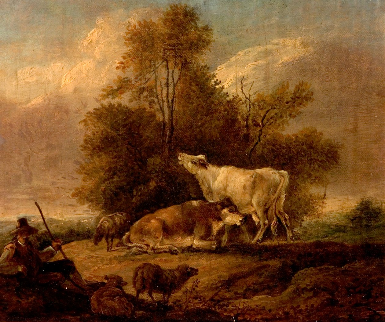 Sığır ve Figürlerle Peyzaj by Charles Towne