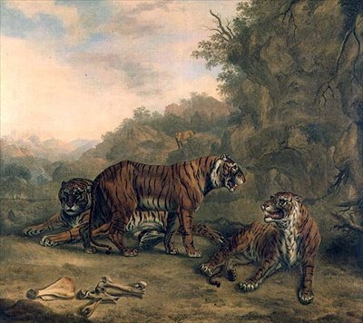Ormanlık Bir Peyzajda Kaplanlar by Charles Towne