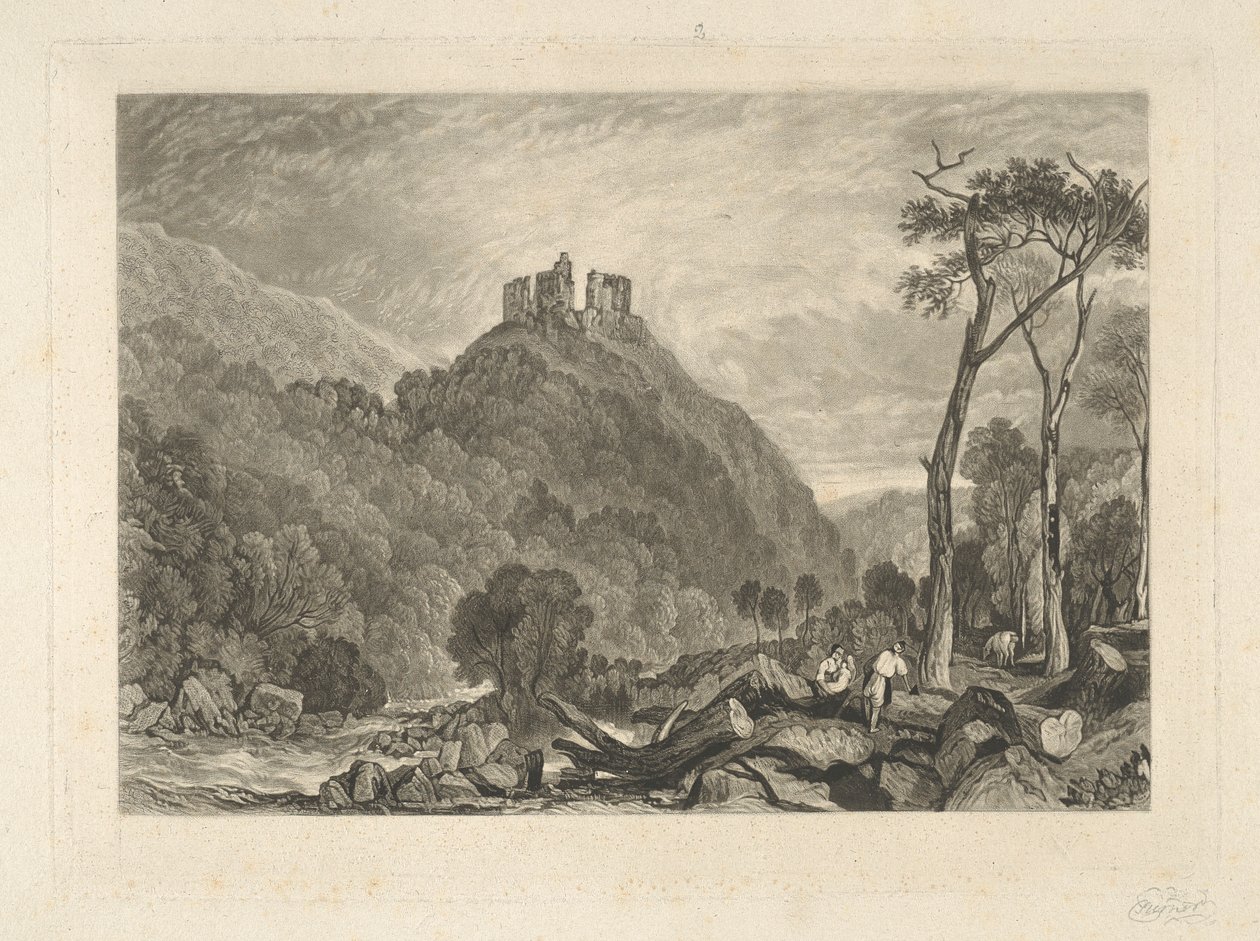 Okehampton Nehri üzerindeki Okehampton Kalesi by Charles Turner