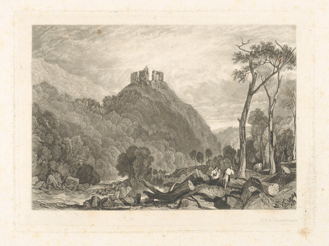 Okement Nehri üzerindeki Okehampton Kalesi by Charles Turner