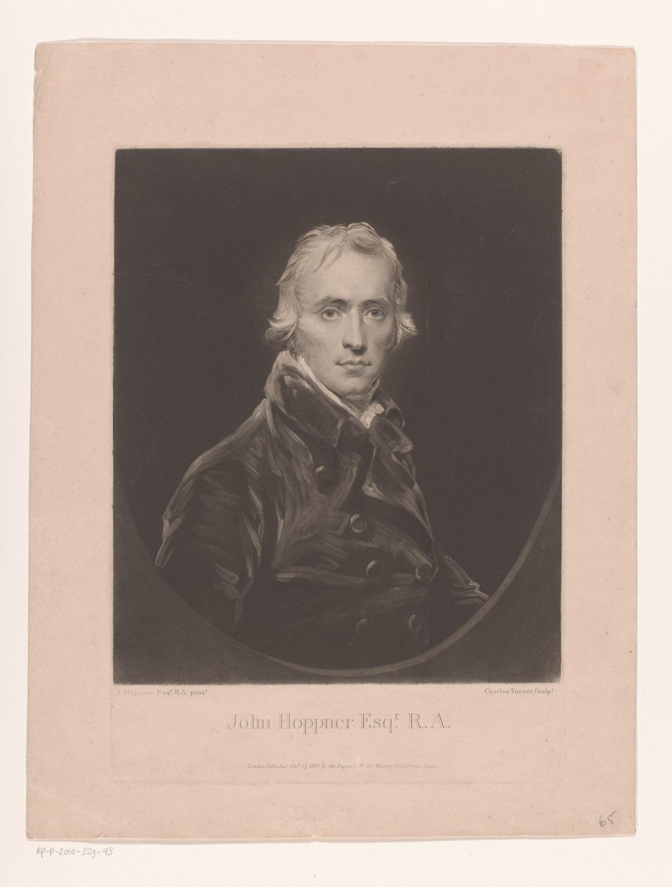Portret van John Hoppner John Hoppner Esqr. R.A. (nesne üzerindeki başlık) by Charles Turner