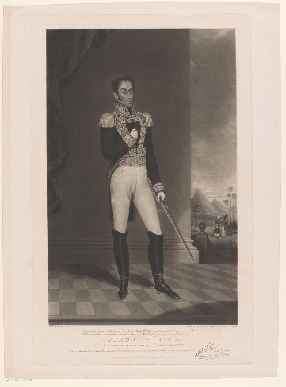 Portret van Simon Bolivar by Charles Turner