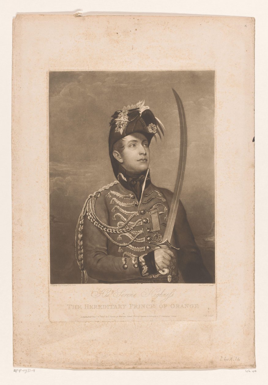 Portret van Willem II, Nederlanden der Ekselansları Orange Kalıtsal Prensi (nesnenin başlığı) by Charles Turner