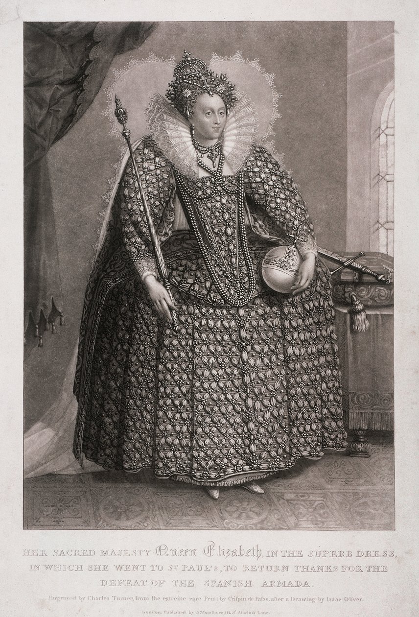 Kraliçe I. Elizabeth, elinde asa ve küre, 1868 by Charles Turner