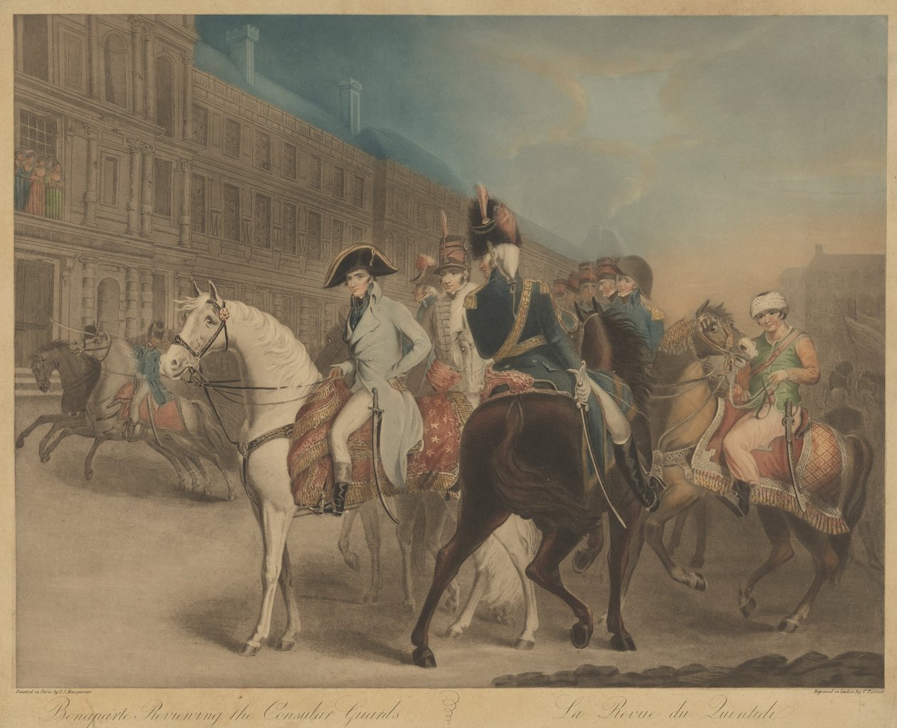 Bonaparte Konsolosluk Muhafızlarını İnceliyor (La Revue du Quintidi) by Charles Turner after John James Masquerier