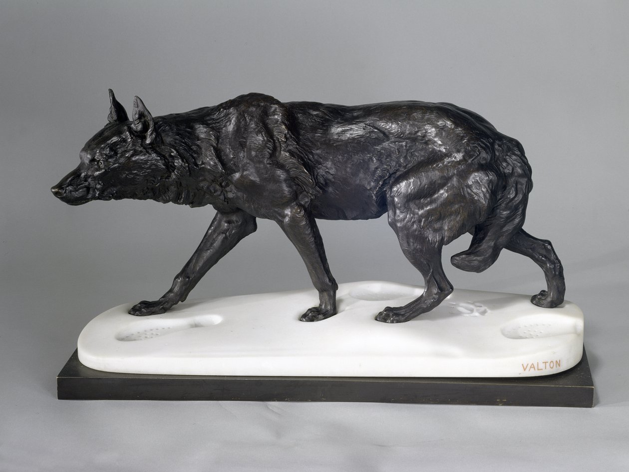 Karda Kurt Takibi (bronz, metal ve mermer) by Charles Valton